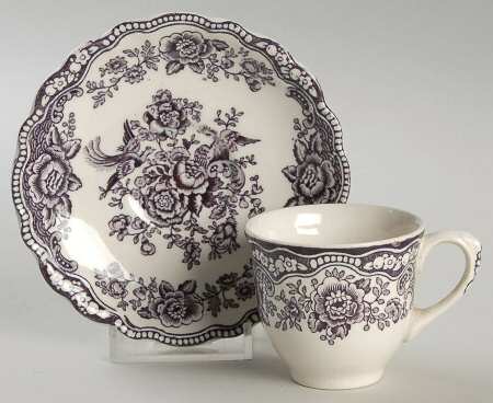 Bristol Mulberry Flat Demitasse Cup & Saucer Set