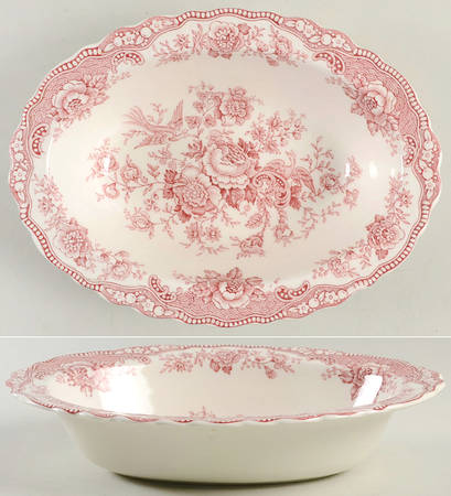 Bristol Pink (Cream) 9" Oval Vegetable Bowl