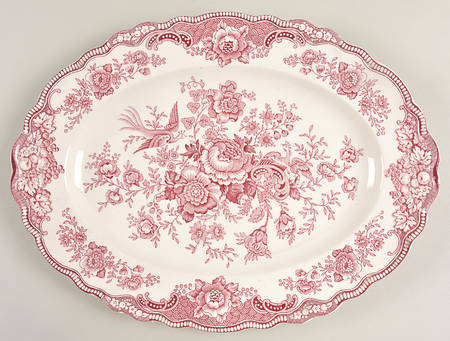 Bristol Pink (Cream) 14" Oval Serving Platter