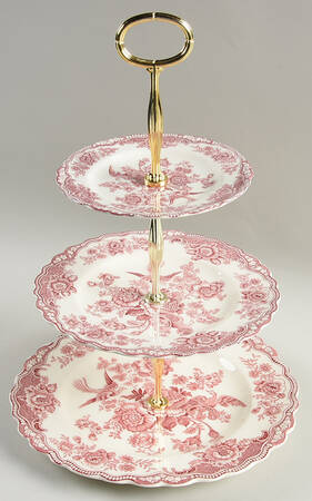 Bristol Pink (Cream) 13 7/8"-14 1/4" 3-Tiered Serving Tray(DP,SP,BB) HC