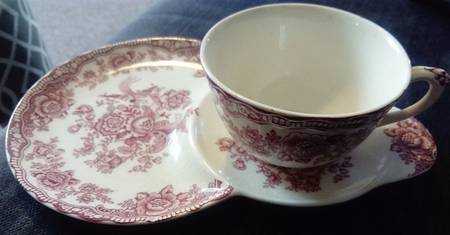 Bristol Pink (Cream) Snack Plate & Cup Set