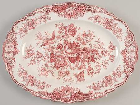Bristol Pink (Cream) 13" Oval Serving Platter