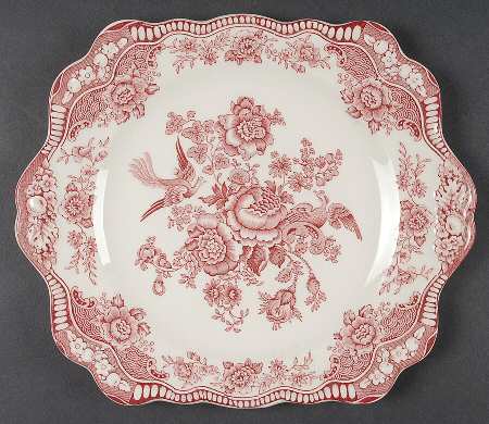 Bristol Pink (Cream) Square Handled Cake Plate