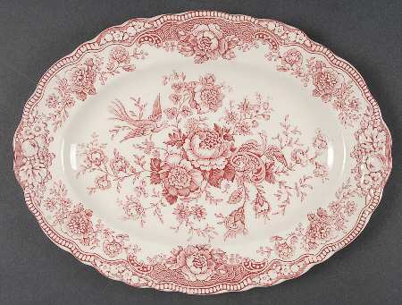 Bristol Pink (Cream) 10" Oval Serving Platter