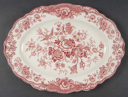 Bristol Pink (Cream) 12" Oval Serving Platter