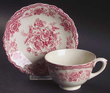 Bristol Pink (Cream) Footed Cup & Saucer Set