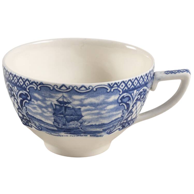 Colonial Times Blue (Floral & Scene Border) Oversized Cup