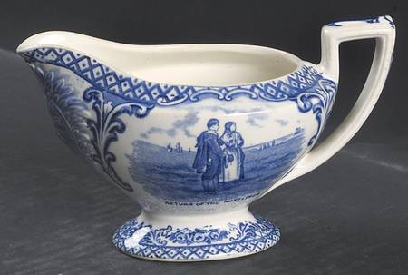 Colonial Times Blue (Floral & Scene Border) Creamer