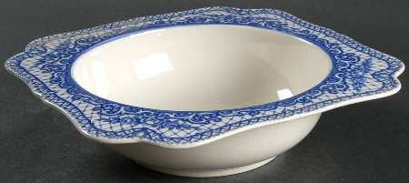 Colonial Times Blue (Floral & Scene Border) 9" Round Vegetable Bowl by Crown Ducal