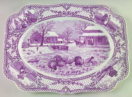 Colonial Times Mulberry (Scalloped) 17" Oval Serving Platter