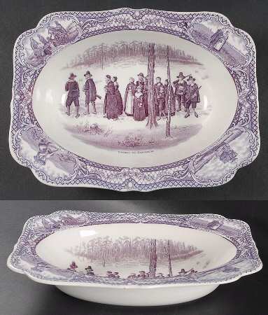 Colonial Times Mulberry (Scalloped) 9" Oval Vegetable Bowl