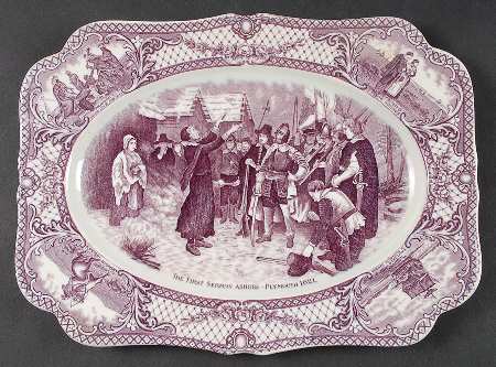 Colonial Times Mulberry (Scalloped) 10" Oval Serving Platter