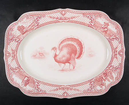 Colonial Times Pink (Scalloped) 20" Oval Serving Platter