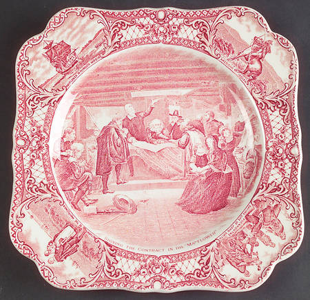Colonial Times Pink (Scalloped) Square Luncheon Plate