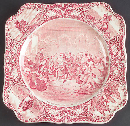 Colonial Times Pink (Scalloped) Square Luncheon Plate