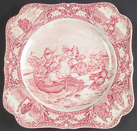 Colonial Times Pink (Scalloped) Square Luncheon Plate