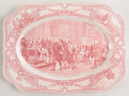 Colonial Times Pink (Scalloped) 14" Oval Serving Platter