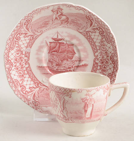 Colonial Times Pink (Scalloped) Flat Demitasse Cup & Saucer Set
