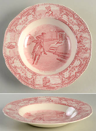 Colonial Times Pink (Scalloped) Large Rim Soup Bowl