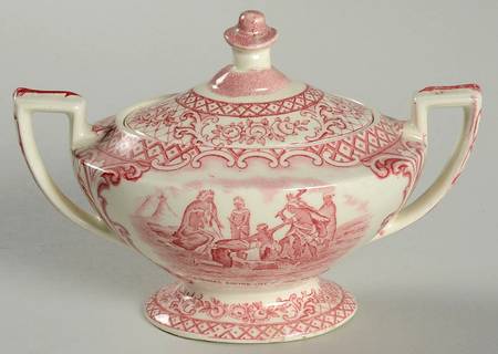 Colonial Times Pink (Scalloped) Sugar Bowl & Lid