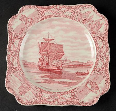 Colonial Times Pink (Scalloped) Square Luncheon Plate