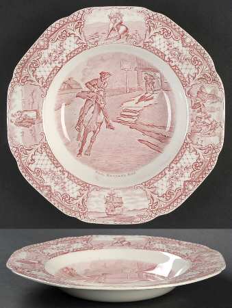 Colonial Times Pink (Scalloped) Rim Soup Bowl