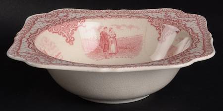 Colonial Times Pink (Scalloped) 8" Square Vegetable Bowl