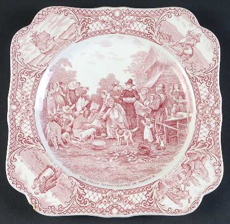 Colonial Times Pink (Scalloped) Square Luncheon Plate