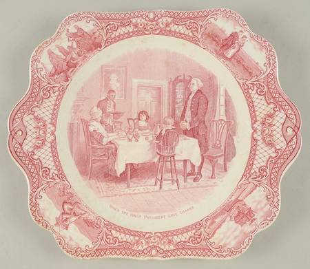 Colonial Times Pink (Scalloped) Square Handled Cake Plate