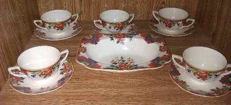 CRD294 Footed Cream Soup Bowl & Saucer Set