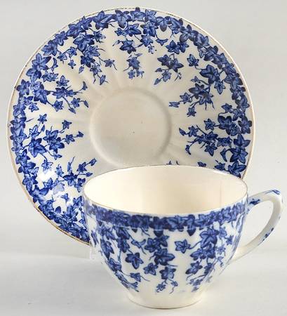 Early English Ivy Dark Blue Flat Cup & Saucer Set