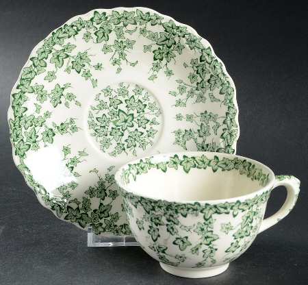 Early English Ivy Green Flat Cup & Saucer Set