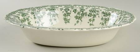 Early English Ivy Green 9" Oval Vegetable Bowl by Crown Ducal