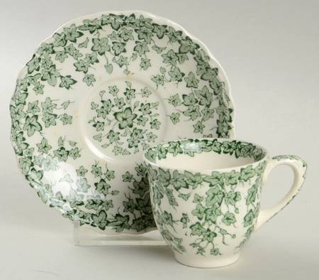 Early English Ivy Green Flat Demitasse Cup & Saucer Set