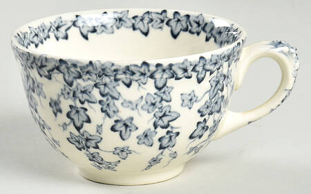 Early English Ivy Blue Gray (Scalloped) Flat Cup by Crown Ducal