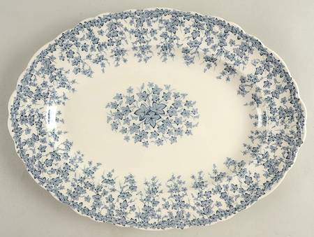 Early English Ivy Blue Gray (Scalloped) 14" Oval Serving Platter