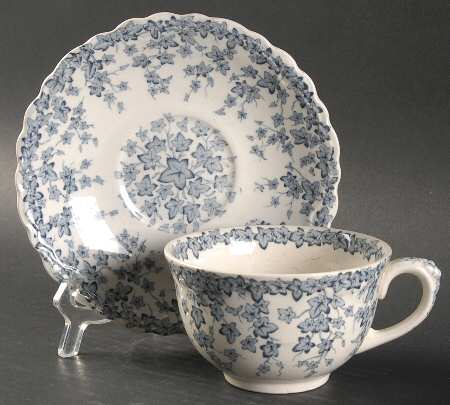 Early English Ivy Blue Gray (Scalloped) Oversized Cup & Saucer Set