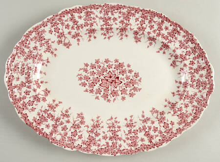 Early English Ivy Pink (Scalloped) 14" Oval Serving Platter