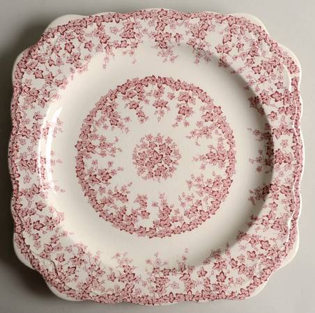 Early English Ivy Pink (Scalloped) Square Chop Plate
