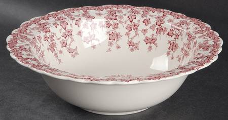 Early English Ivy Pink (Scalloped) 8" Round Vegetable Bowl