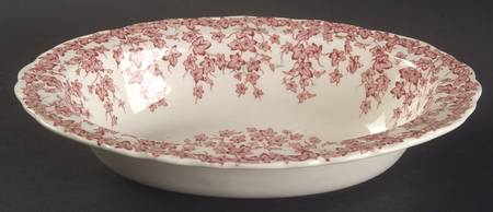 Early English Ivy Pink (Scalloped) 9" Oval Vegetable Bowl