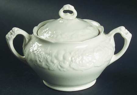 Florentine White Sugar Bowl & Lid