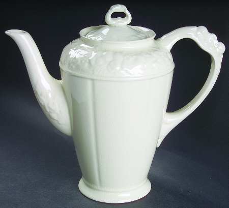 Florentine White Coffee Pot & Lid by Crown Ducal
