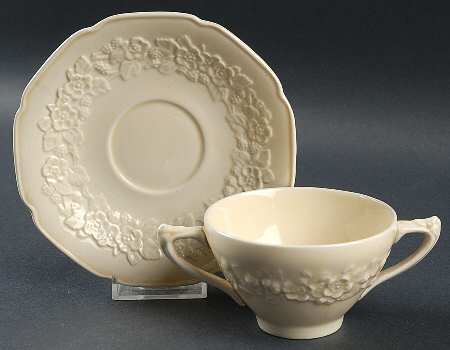 Gainsborough (All White)(Also A Shape) Flat Bouillon Cup & Saucer