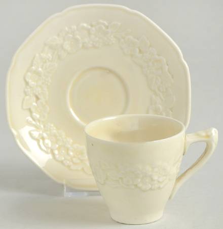 Gainsborough (All White)(Also A Shape) Flat Demitasse Cup & Saucer Set