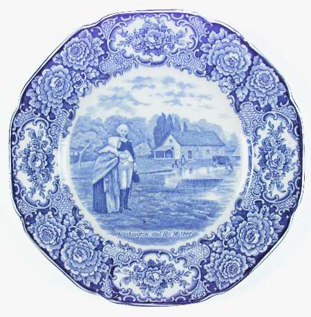 George Washington Memorial Blue Dinner Plate