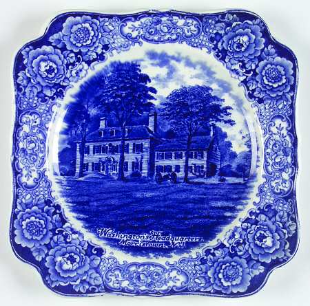 George Washington Memorial Blue Square Luncheon Plate