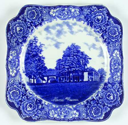 George Washington Memorial Blue Square Luncheon Plate