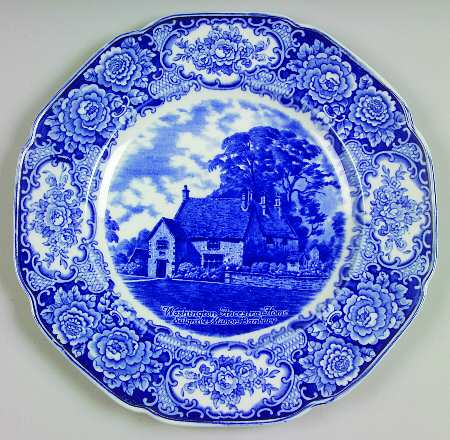 George Washington Memorial Blue Dinner Plate