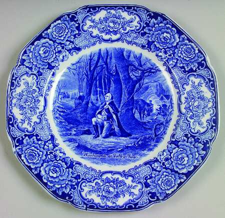 George Washington Memorial Blue Dinner Plate